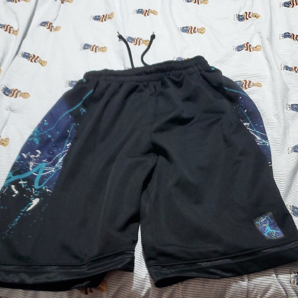 Men's Black Athletic Shorts with Blue Accent Old School Sz Medium